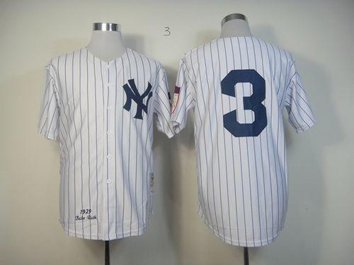 Mitchell And Ness 1929 Yankees #3 Babe Ruth White Throwback Stitched MLB Jersey - Click Image to Close
